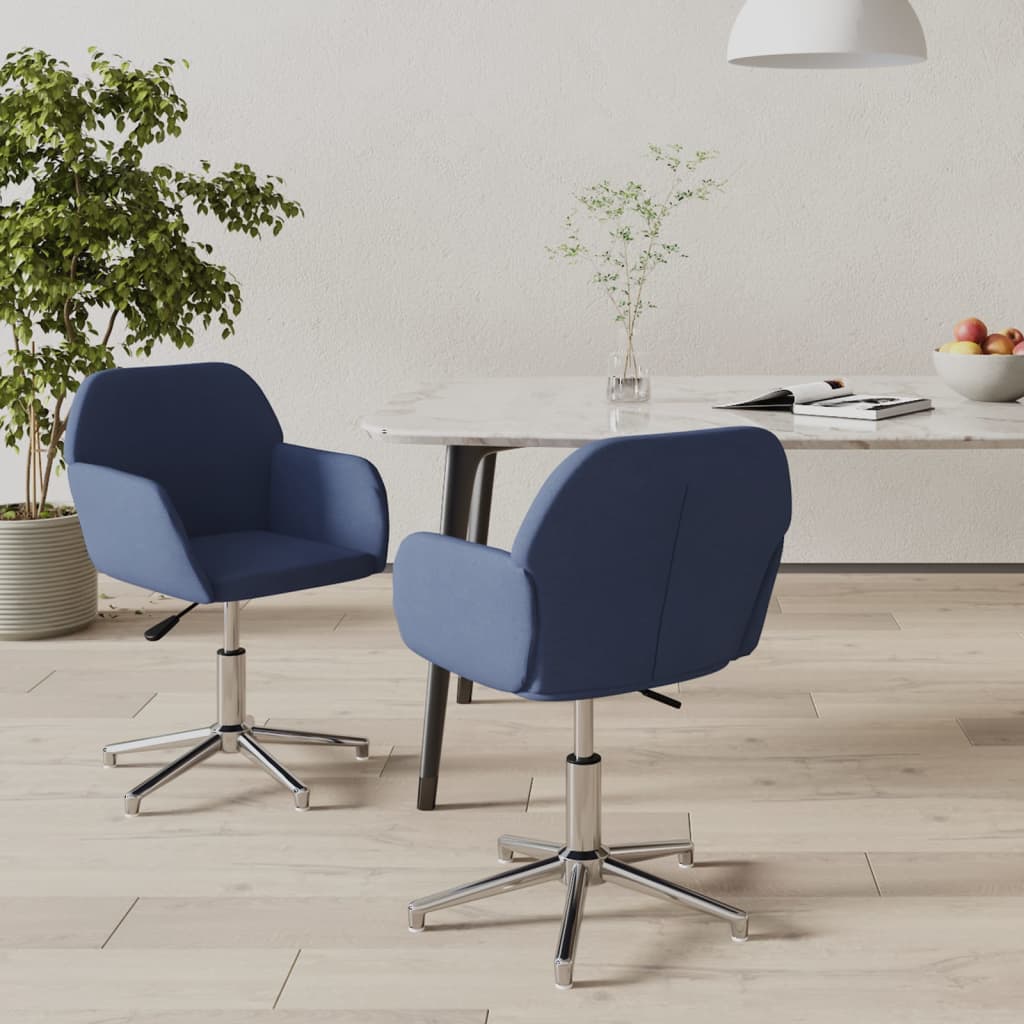vidaXL Esszimmerstühle 2 Stk. Drehbar Blau Stoff