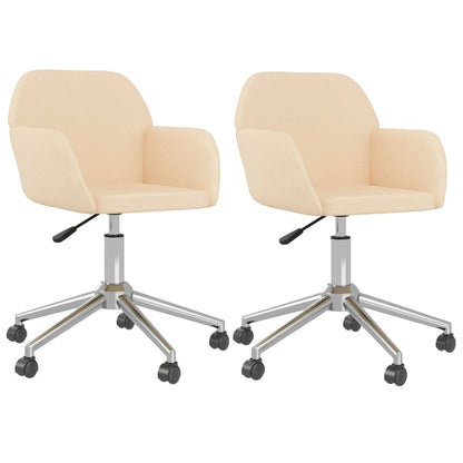 vidaXL Esszimmerstühle 2 Stk. Drehbar Creme Stoff