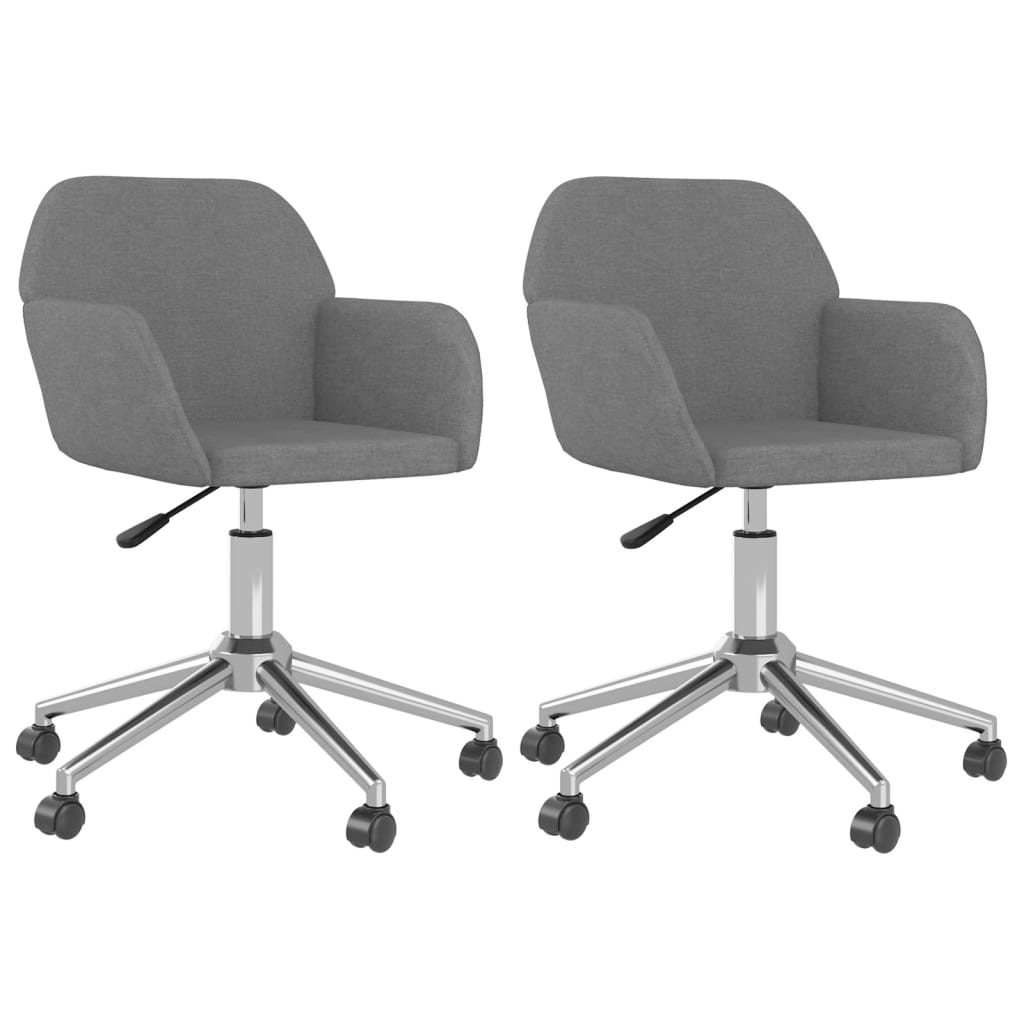 vidaXL Chaises de salle à manger pivotantes 2 pcs Tissu gris clair
