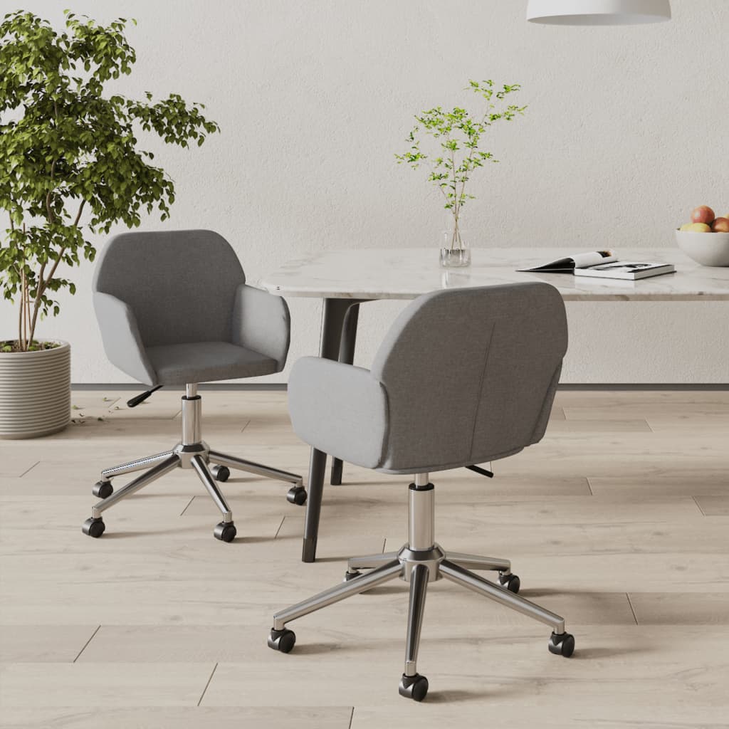 vidaXL Chaises de salle à manger pivotantes 2 pcs Tissu gris clair