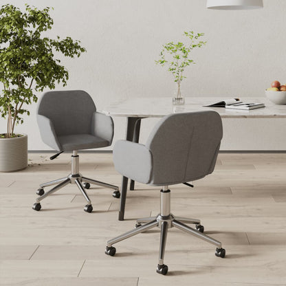 vidaXL Chaises de salle à manger pivotantes 2 pcs Tissu gris clair