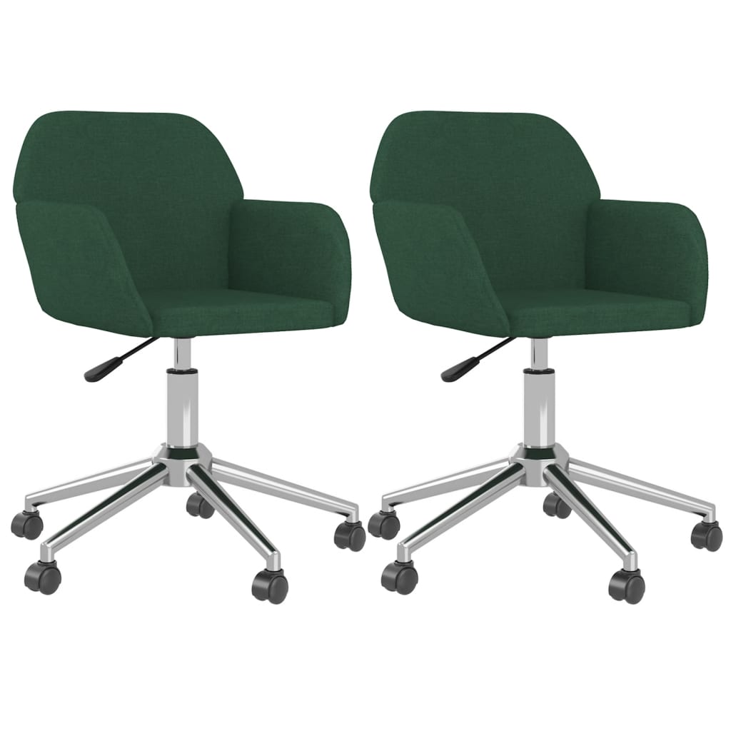 vidaXL Chaises de salle à manger 2 pcs Pivotantes Vert foncé Tissu