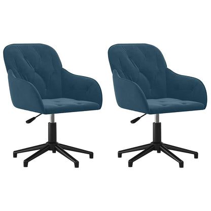 vidaXL Esszimmerstühle 2 Stk. Drehbar Blau Samt