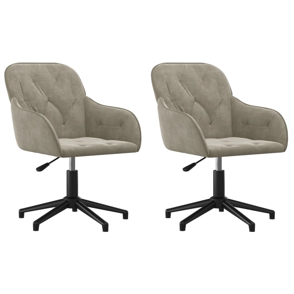 vidaXL Chaises de salle à manger pivotantes 2 pcs Gris clair Velours