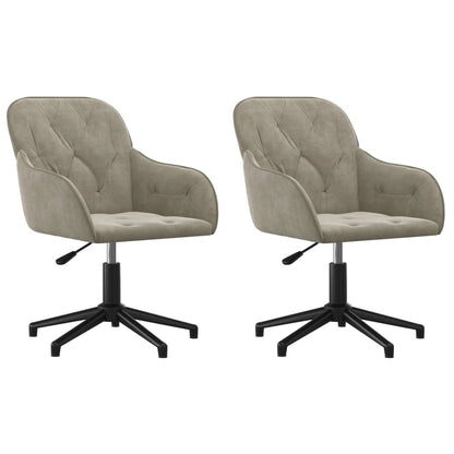 vidaXL Chaises de salle à manger pivotantes 2 pcs Gris clair Velours