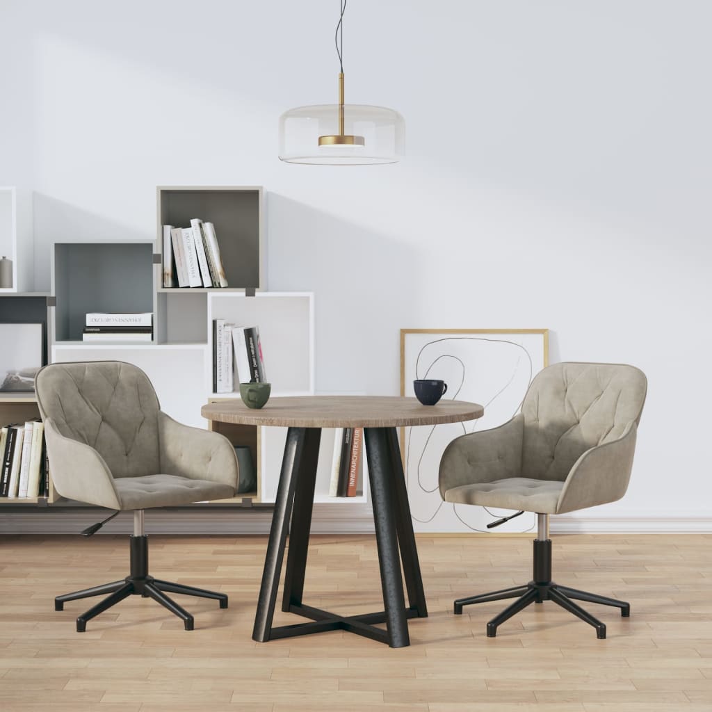 vidaXL Chaises de salle à manger pivotantes 2 pcs Gris clair Velours