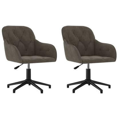vidaXL Chaises de salle à manger 2 pcs Pivotantes Gris foncé Velours