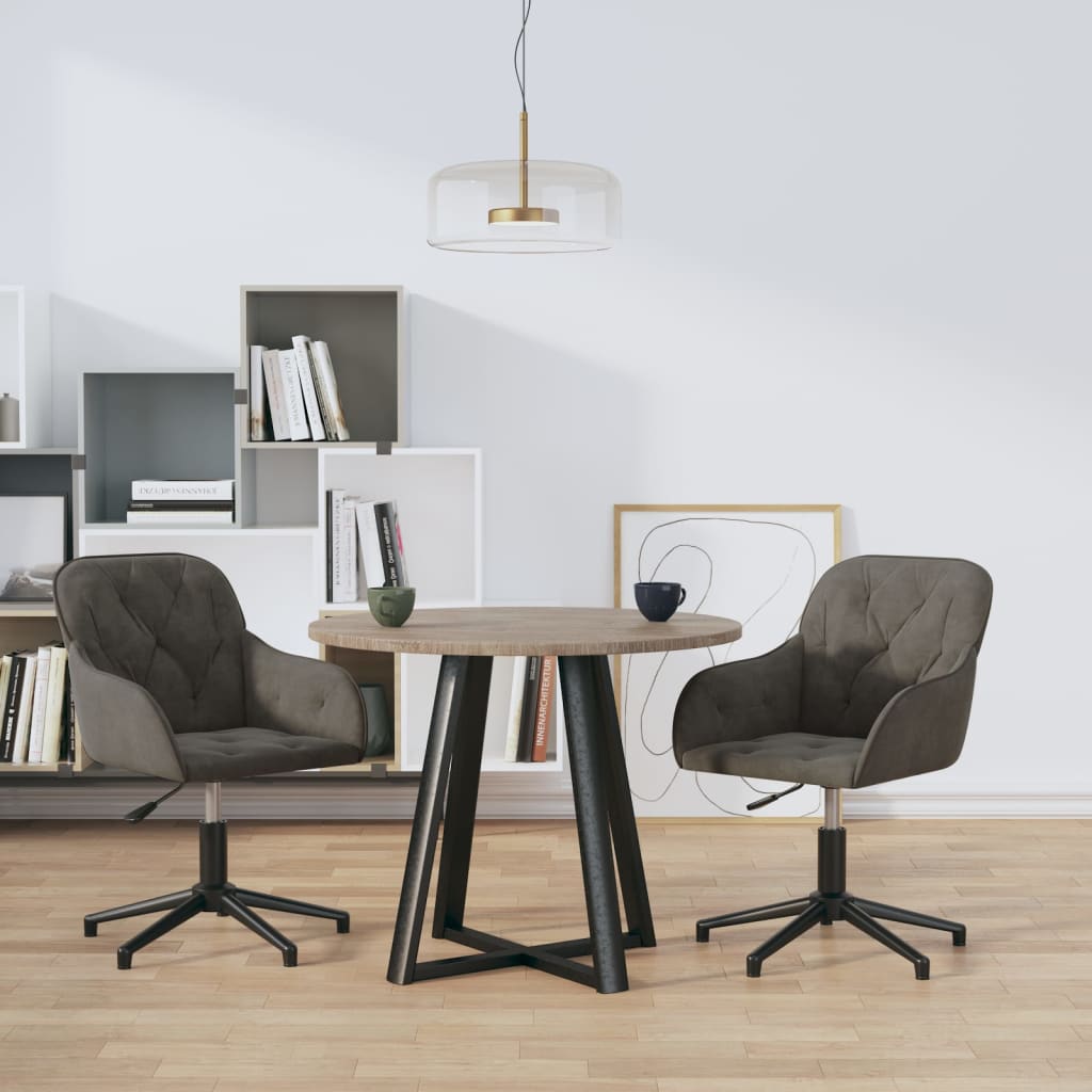 vidaXL Chaises de salle à manger 2 pcs Pivotantes Gris foncé Velours