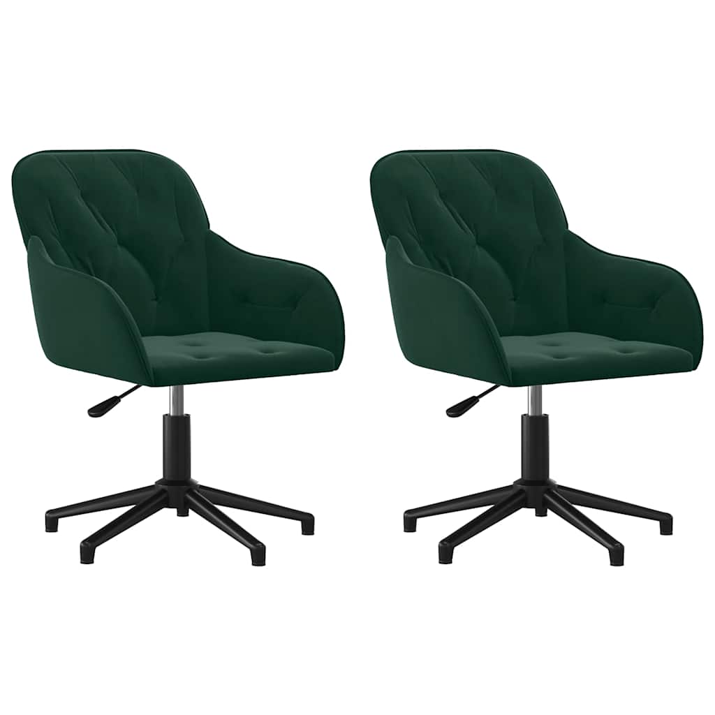 vidaXL Chaises de salle à manger pivotantes 2 pcs Vert foncé Velours