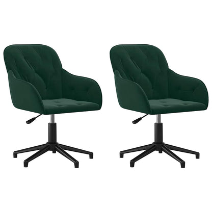 vidaXL Chaises de salle à manger pivotantes 2 pcs Vert foncé Velours