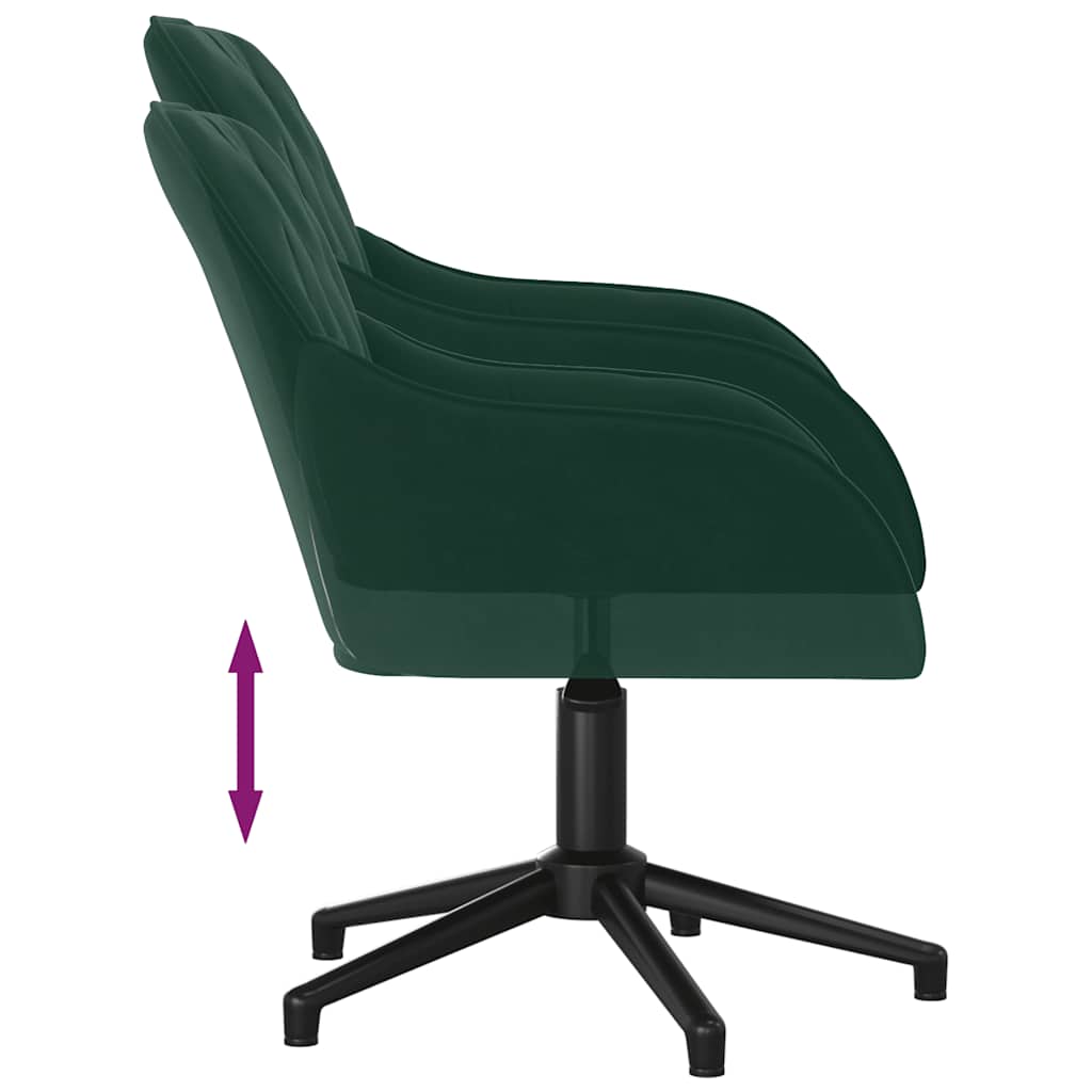 vidaXL Chaises de salle à manger pivotantes 2 pcs Vert foncé Velours