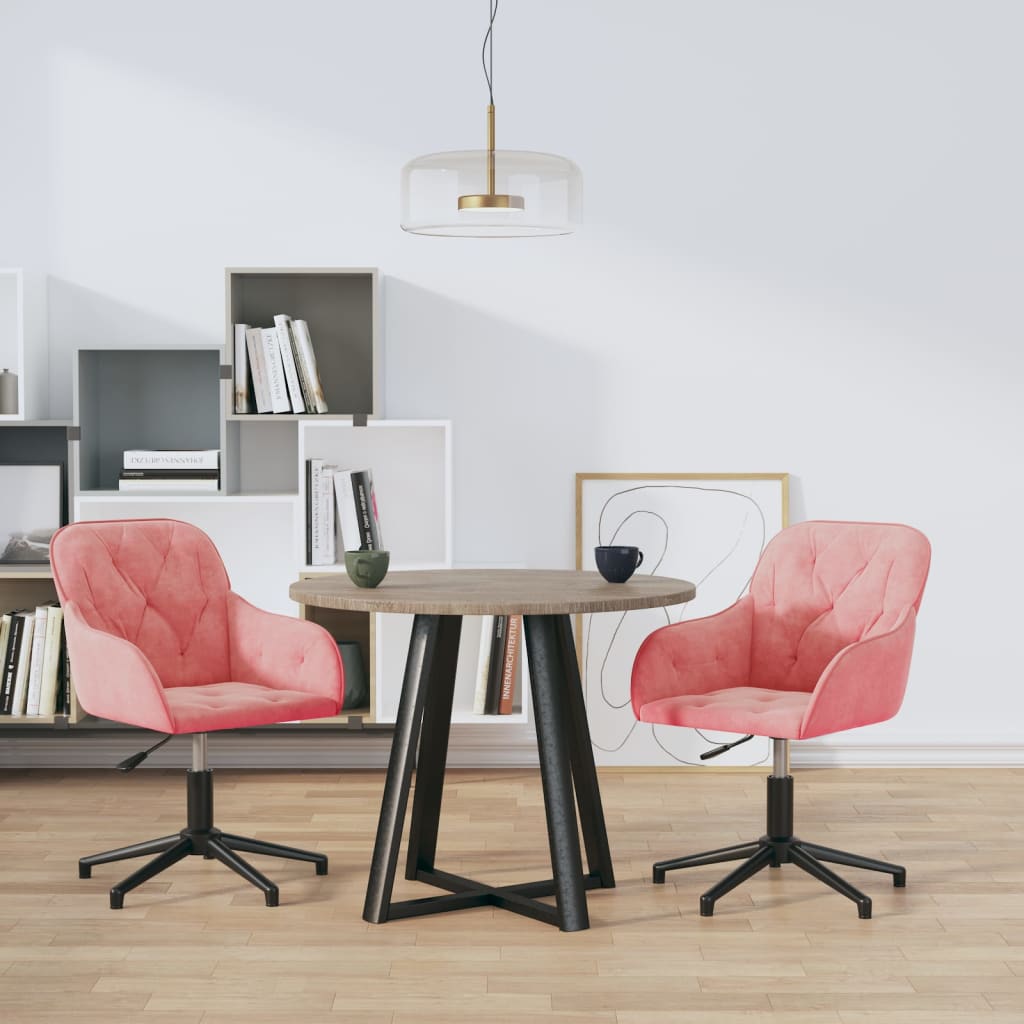 vidaXL Chaises de salle à manger 2 pcs Pivotantes Velours rose
