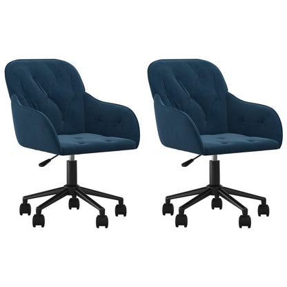 vidaXL Chaises de salle à manger pivotantes 2 pcs Velours bleu