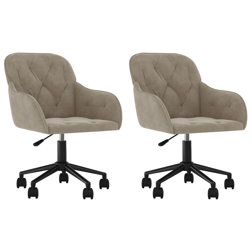 vidaXL Chaises de salle à manger pivotantes 2 pcs Gris clair Velours