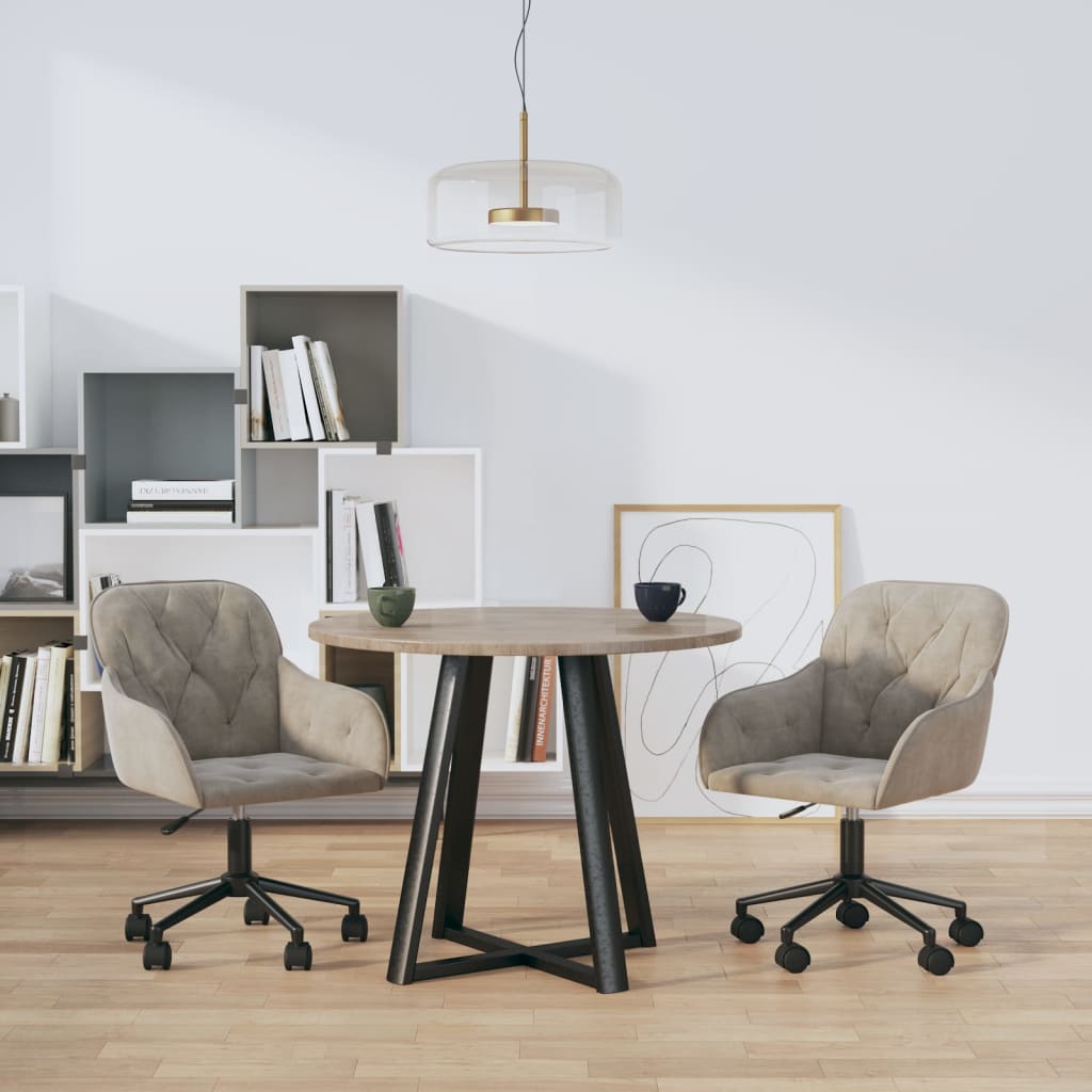 vidaXL Chaises de salle à manger pivotantes 2 pcs Gris clair Velours