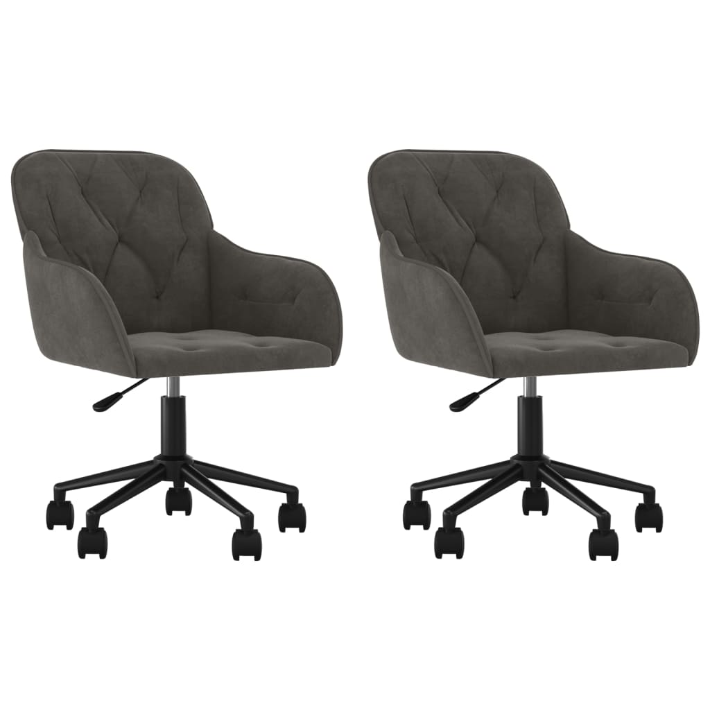 vidaXL Chaises de salle à manger 2 pcs Pivotantes Gris foncé Velours