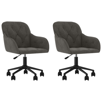 vidaXL Chaises de salle à manger 2 pcs Pivotantes Gris foncé Velours