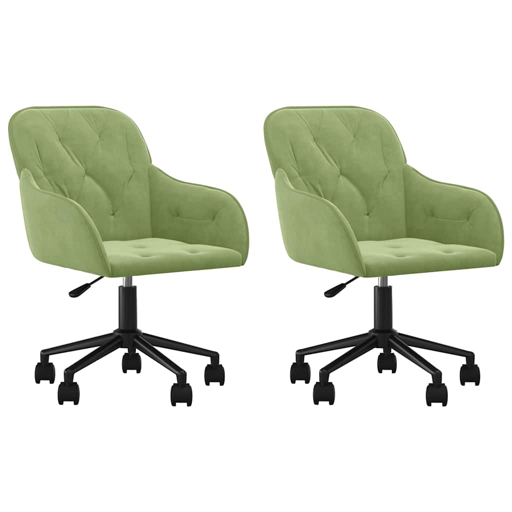 vidaXL Chaises de salle à manger pivotantes 2 pcs Vert clair Velours