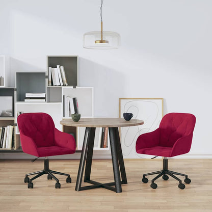 vidaXL Chaises de salle à manger pivotantes 2 pcs Velours rouge bordeaux
