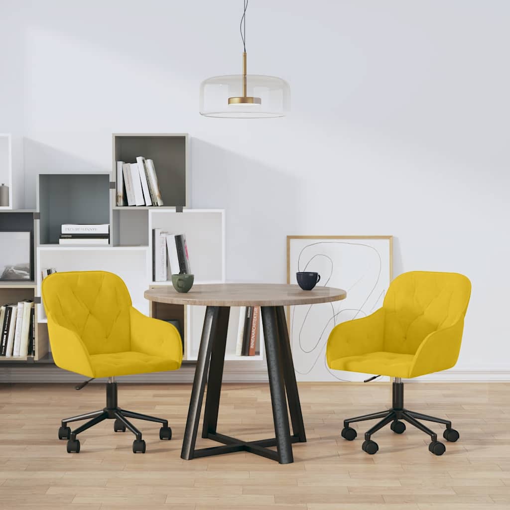 vidaXL Chaises de salle à manger pivotantes 2 pcs Velours Jaune