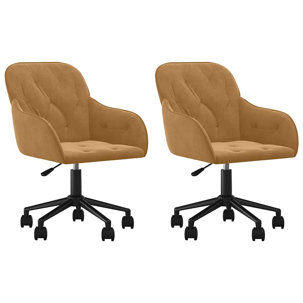 vidaXL Chaises de salle à manger pivotantes 2 pcs Velours marron