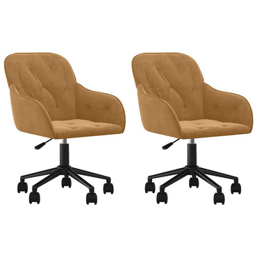 vidaXL Chaises de salle à manger pivotantes 2 pcs Velours marron