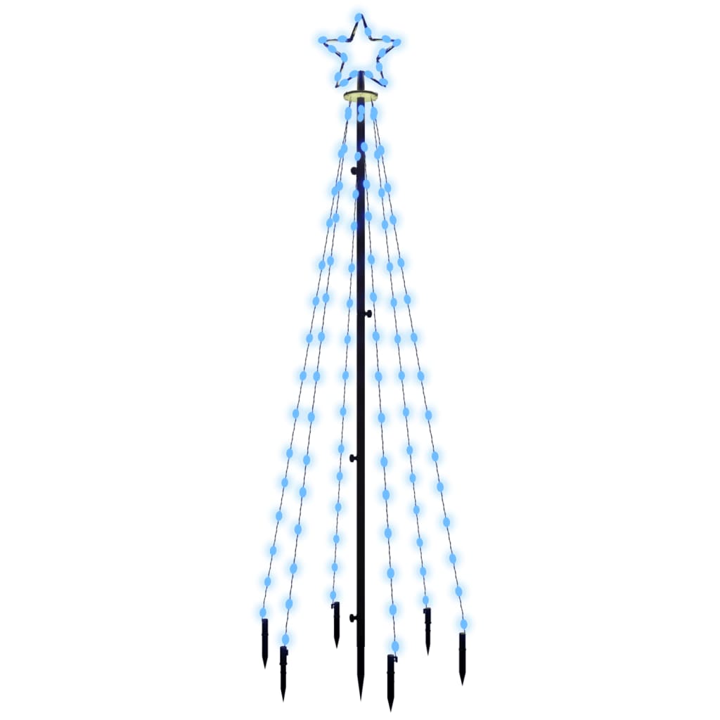 vidaXL LED-Weihnachtsbaum mit Erdnägeln Blau 108 LEDs 180 cm