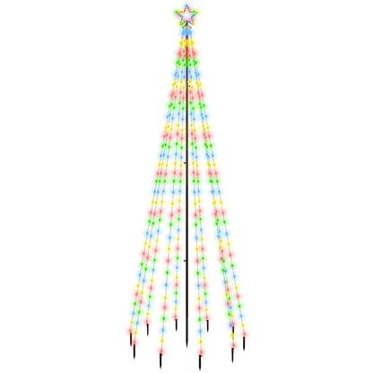 vidaXL Sapin de Noël à LED avec piquets de terre Multicolore 310 LED 300 cm