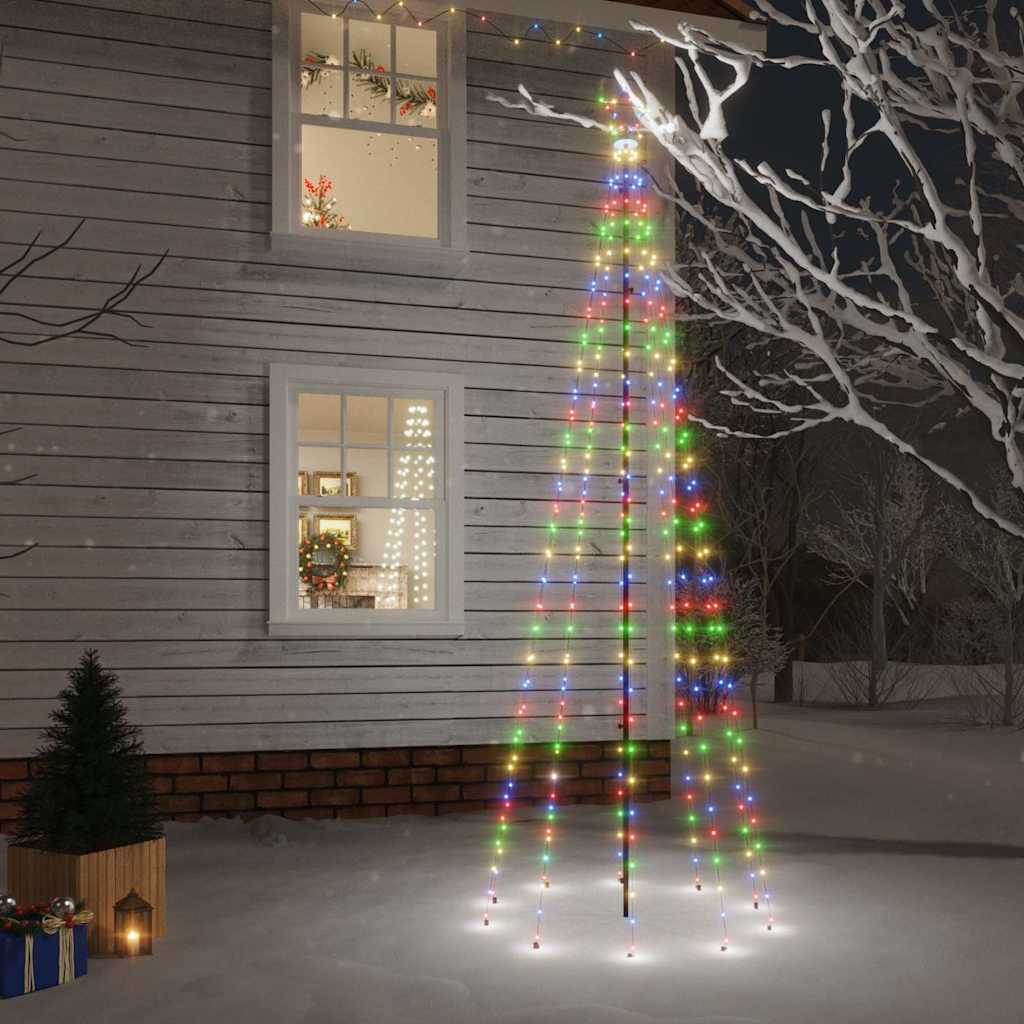 vidaXL Sapin de Noël à LED avec piquets de terre Multicolore 310 LED 300 cm