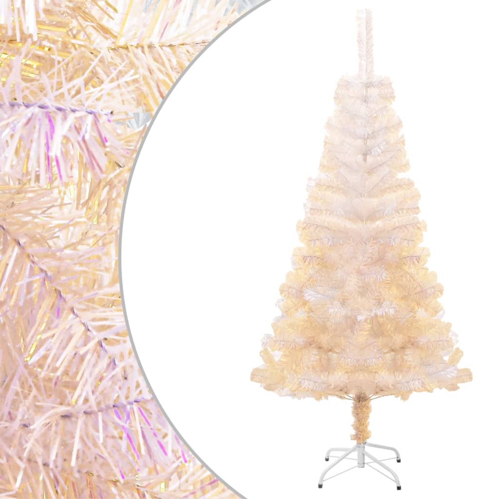 vidaXL Künstlicher Weihnachtsbaum Schillernde Spitzen Weiß 150 cm PVC