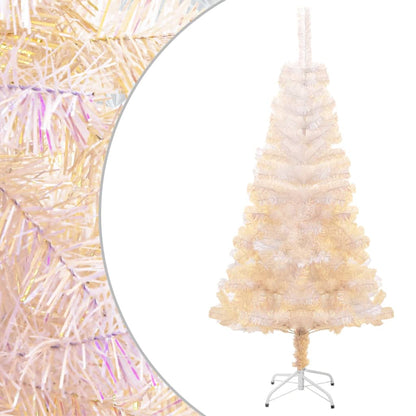 vidaXL Künstlicher Weihnachtsbaum Schillernde Spitzen Weiß 150 cm PVC