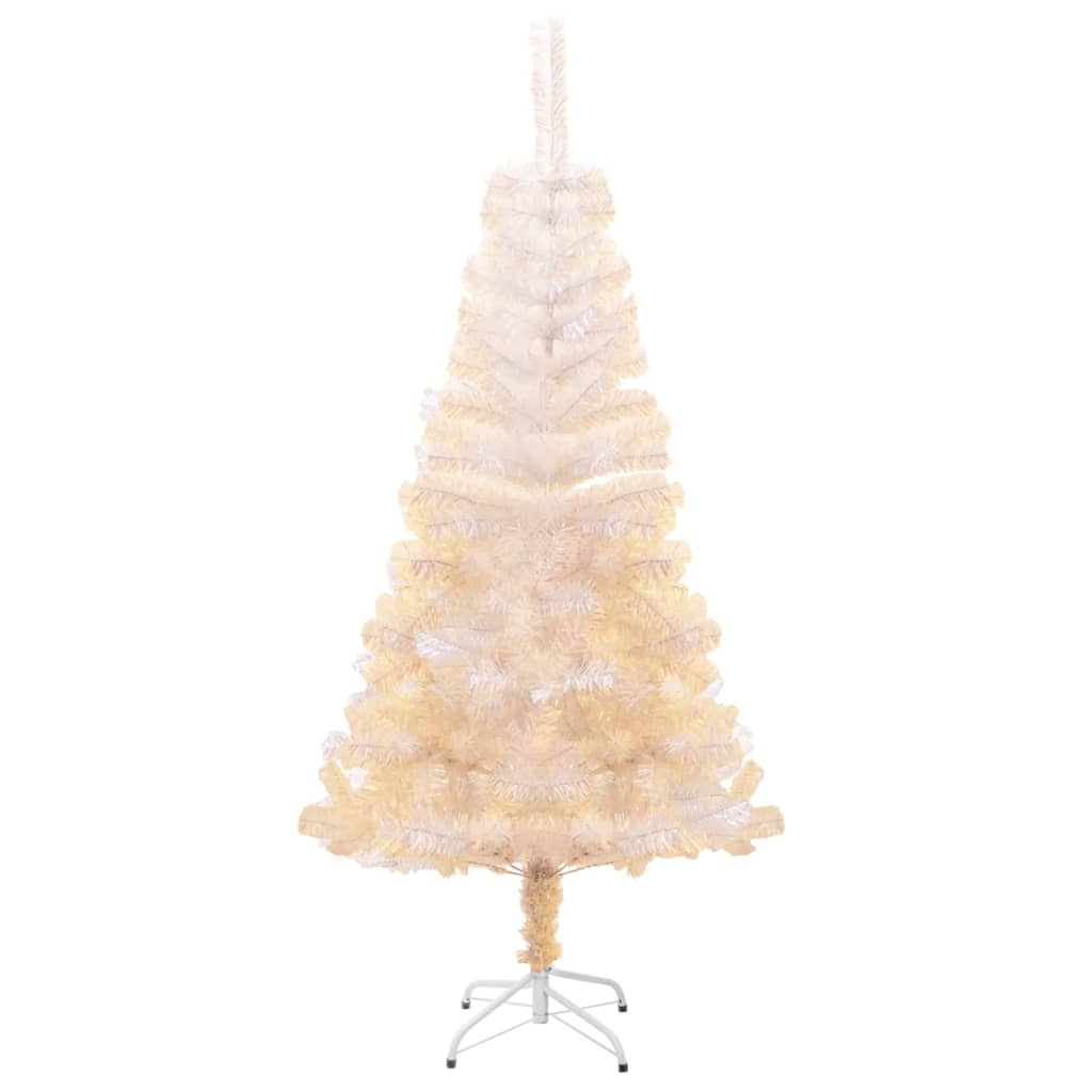 vidaXL Künstlicher Weihnachtsbaum Schillernde Spitzen Weiß 150 cm PVC