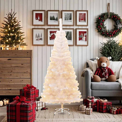vidaXL Künstlicher Weihnachtsbaum Schillernde Spitzen Weiß 180 cm PVC