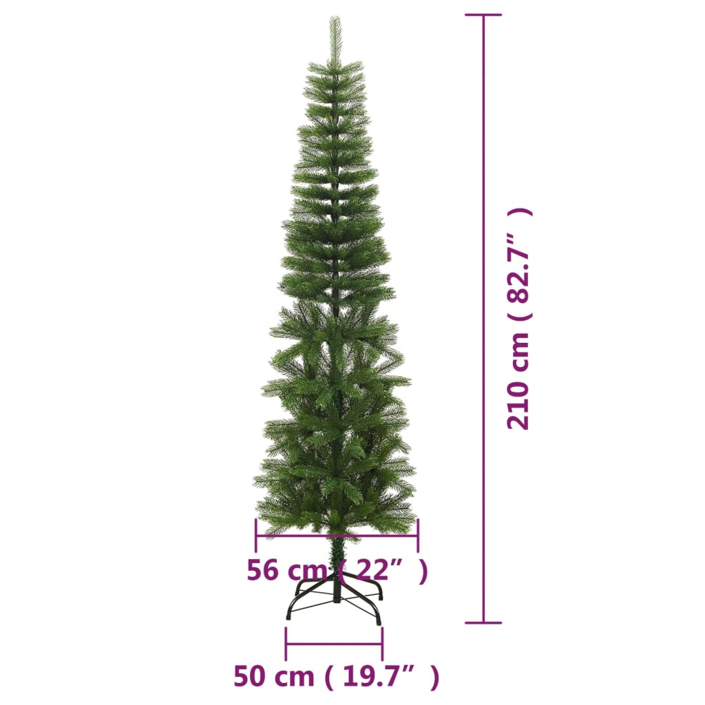 vidaXL Künstlicher Weihnachtsbaum mit Ständer Schlank 210 cm PE