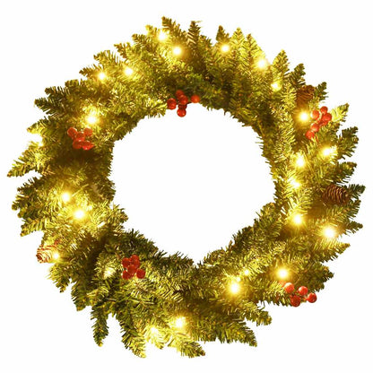 vidaXL Sapins de Noël artificiels 2 pcs avec couronne, guirlande et LED