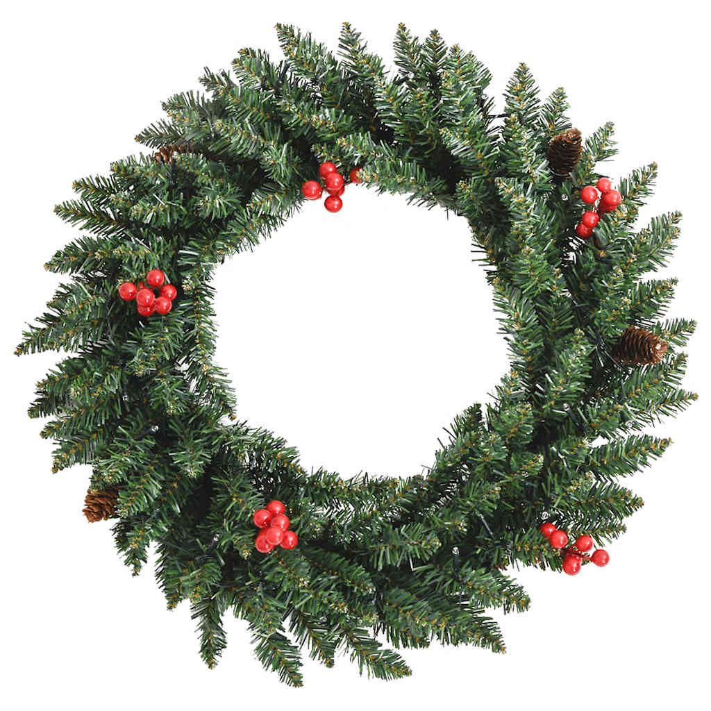 vidaXL Sapins de Noël artificiels 2 pcs avec couronne, guirlande et LED