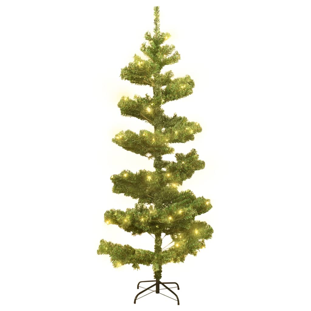 vidaXL Spiral-Weihnachtsbaum mit Beleuchtung und Ständer Grün 180 cm