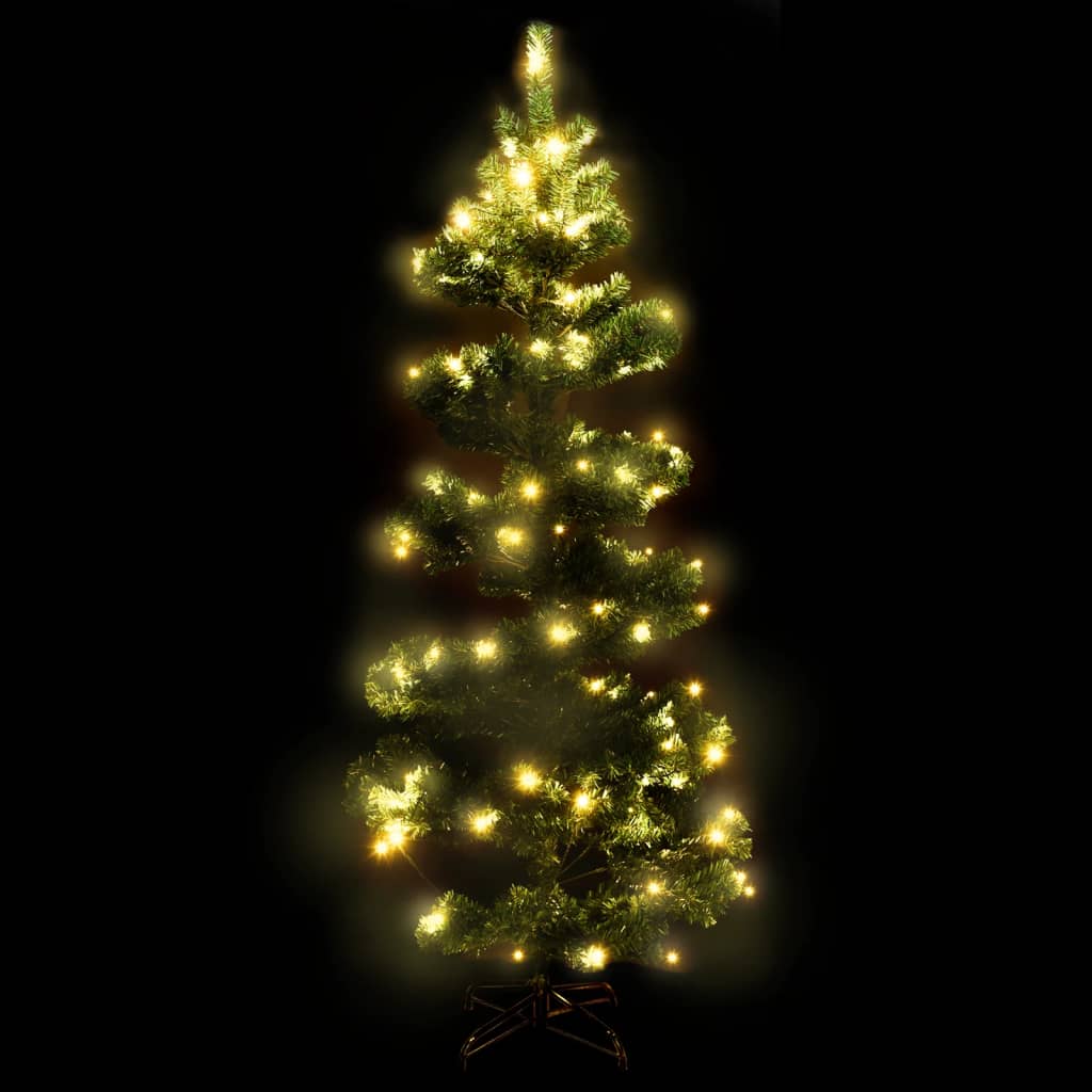 vidaXL Spiral-Weihnachtsbaum mit Beleuchtung und Ständer Grün 180 cm