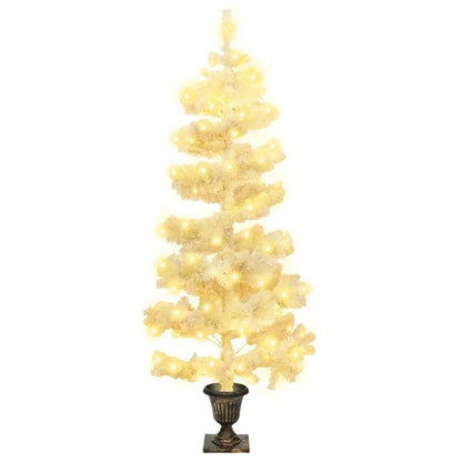 vidaXL Spiral-Weihnachtsbaum mit Beleuchtung und Topf Weiß 120 cm
