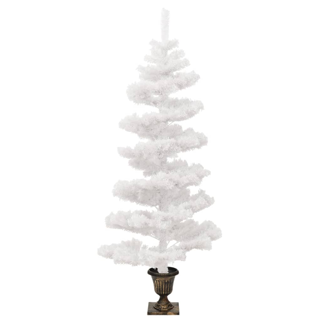 vidaXL Spiral-Weihnachtsbaum mit Beleuchtung und Topf Weiß 120 cm