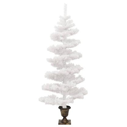 vidaXL Spiral-Weihnachtsbaum mit Beleuchtung und Topf Weiß 120 cm