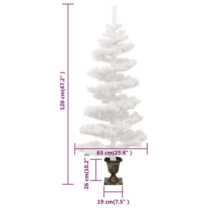 vidaXL Spiral-Weihnachtsbaum mit Beleuchtung und Topf Weiß 120 cm