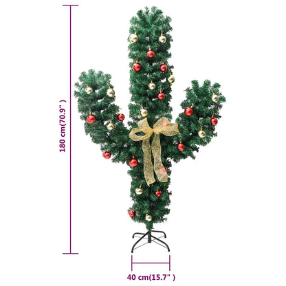 vidaXL Weihnachtsdeko Kaktus mit Ständer und LED Grün 180 cm PVC