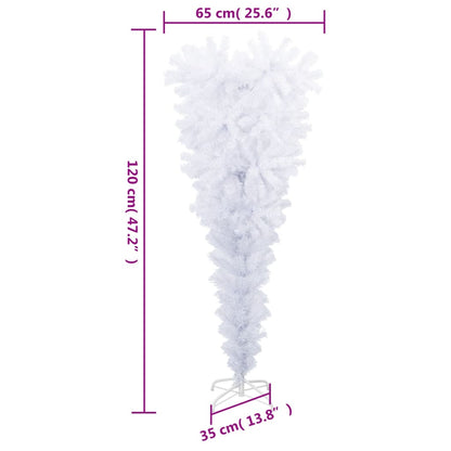 vidaXL Künstlicher Weihnachtsbaum mit Ständer Umgekehrt Weiß 120 cm