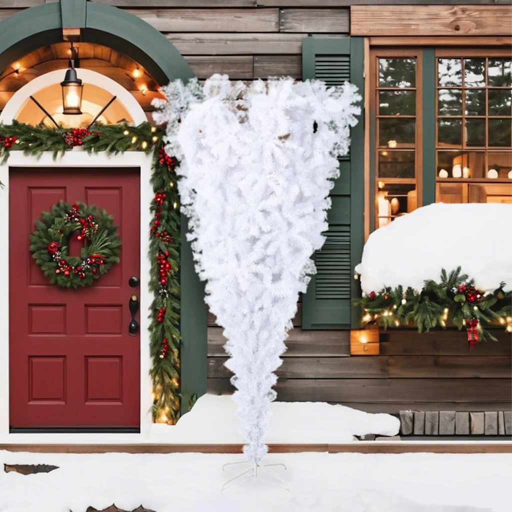 vidaXL Künstlicher Weihnachtsbaum mit Ständer Umgekehrt Weiß 210 cm