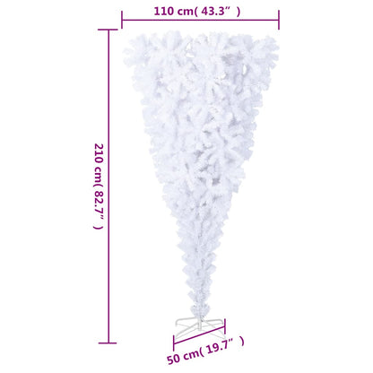 vidaXL Künstlicher Weihnachtsbaum mit Ständer Umgekehrt Weiß 210 cm