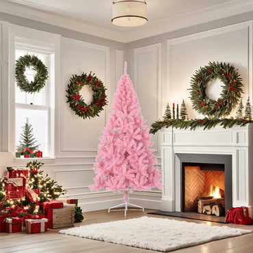 vidaXL Künstlicher Halb-Weihnachtsbaum mit Ständer Rosa 180 cm PVC