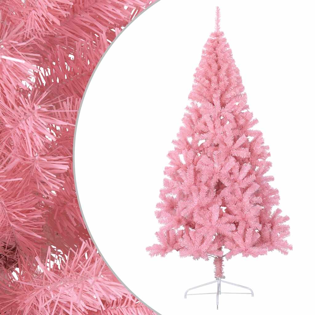 vidaXL Künstlicher Halb-Weihnachtsbaum mit Ständer Rosa 240 cm PVC