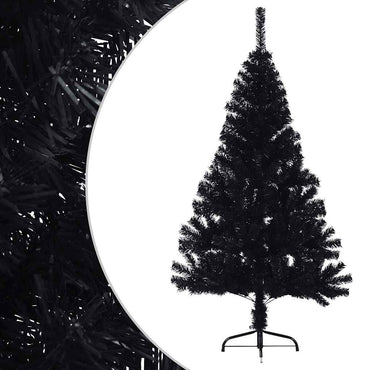 vidaXL Künstlicher Halb-Weihnachtsbaum mit Ständer Schwarz 120 cm PVC