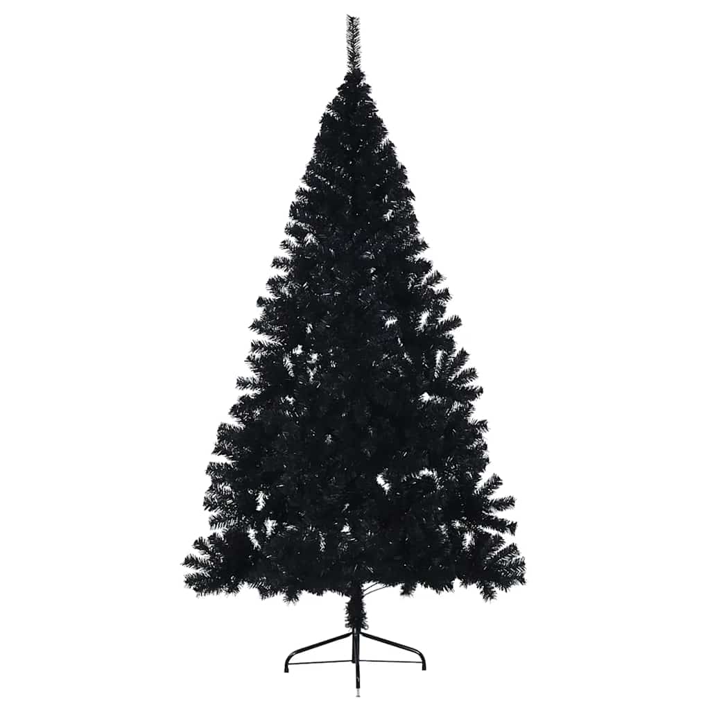 vidaXL Künstlicher Halb-Weihnachtsbaum mit Ständer Schwarz 210 cm PVC
